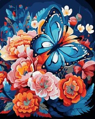 Butterfly Paint by Numbers Kit for Adults Beginners, Flowers Paint by Number