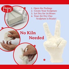 Pepy Premium European Air Dry Modeling Clay White 3-Pack 2.2 lb. Bars, 6.6 lb…