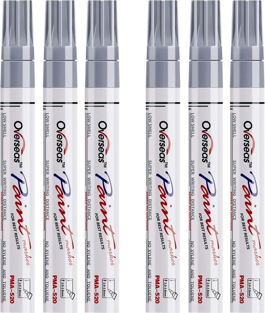 Metallic Silver Paint Markers Pens – Single color 6 Pack Permanent Oil Based Pai