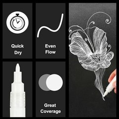 Acrylic Paint Pens – 8 Pack 2-3MM Medium Tip & 0.7MM Extra Fine Paint White