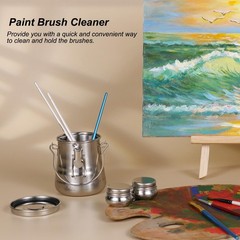 Paint Brush Cleaner Holder 13.5 Oz 400ml Stainless Airtight Washer Filter Art