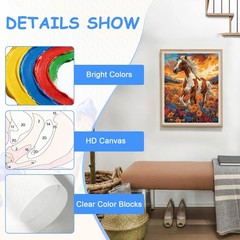 Horse Paint by Numbers Kit for Adults Beginners Acrylic Canvas Art Set