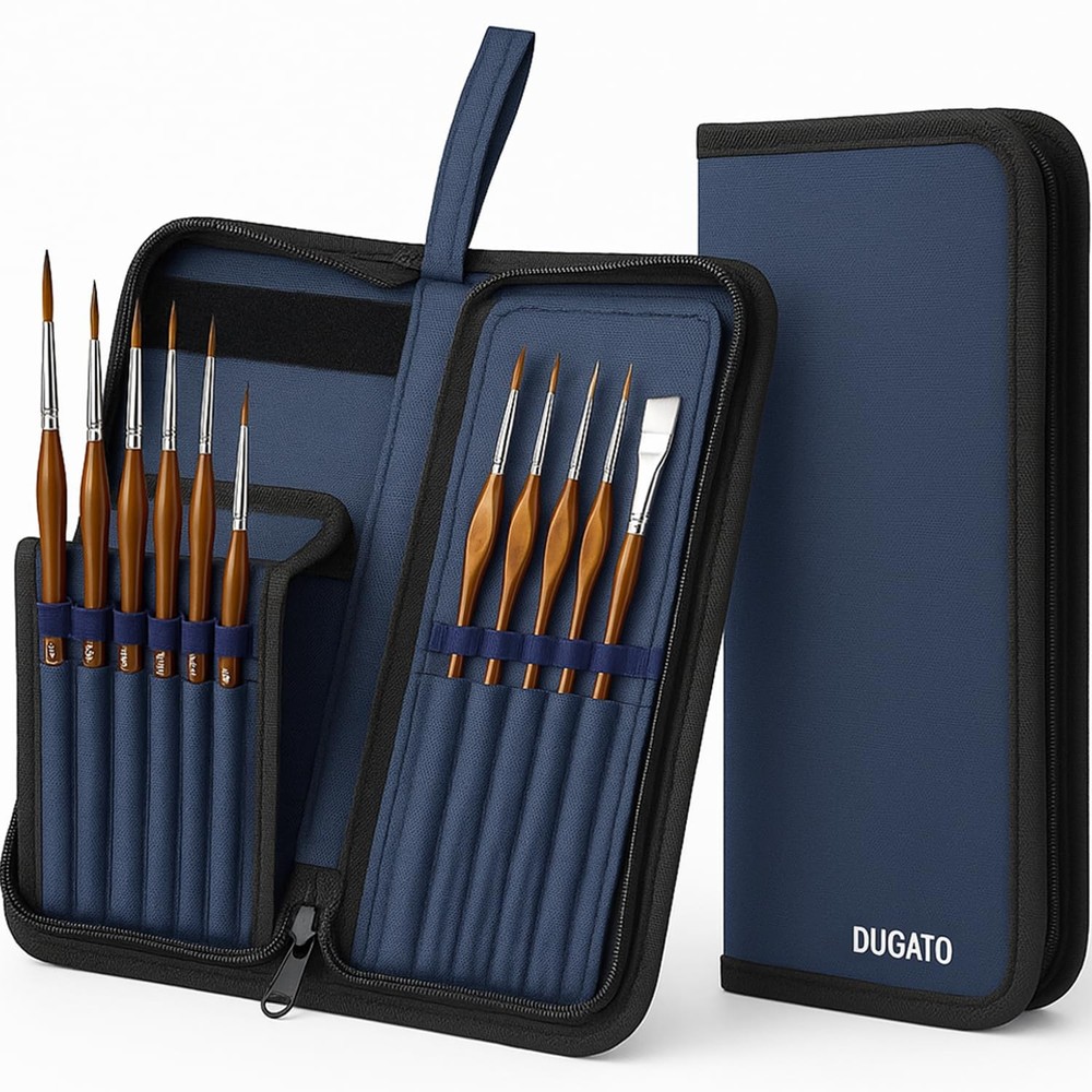 Short Paint Brush Holder & Organizer 5.4×10.7 Inches, Blue Canvas Bag for Bru…