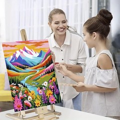 Mountain Paint by Numbers Kit for Adults, Flower Mountain Paint by Numbers Kits