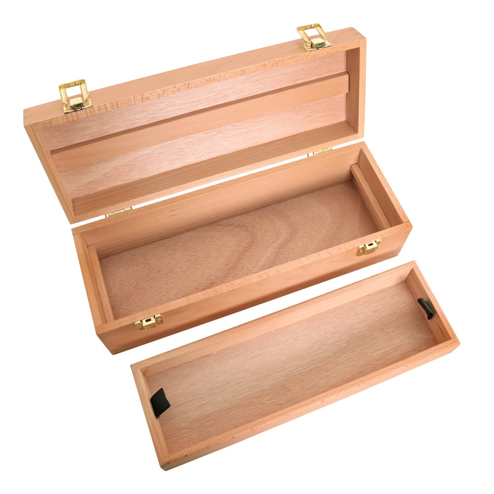 US Art Supply Artist Wood Pen, Marker Storage Box w/ Drawer Medium Tool Box