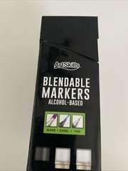 ArtSkills Dual-Tip Blendable Alcohol Marker Set, 30-Count W/2 Blenders Open Box