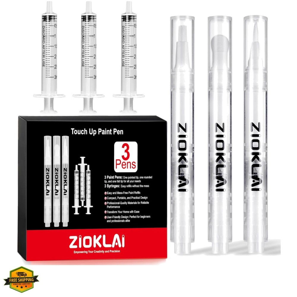 Touch Up Paint Pen 6PCS Set 3 Paint Touch Up Pens Fillable with Pointed, Roun…