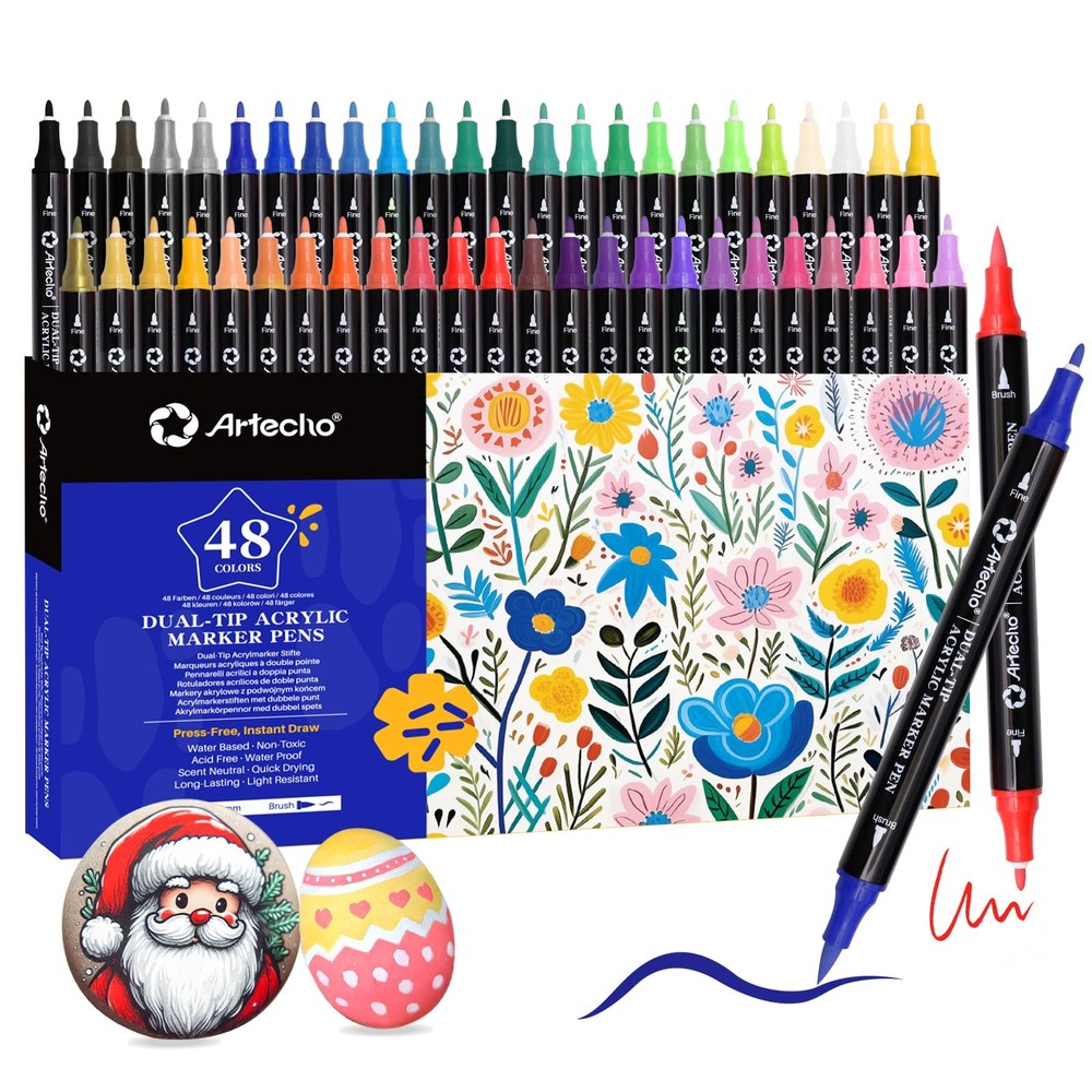 Artecho Acrylic Paint Markers 48 Colors, 1 Count (Pack of 48), 48 Colors