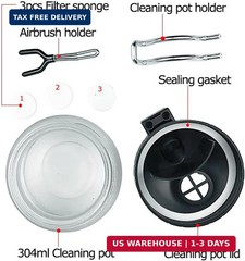 JOYABEST Airbrush Cleaning Pot with Holder – Weighted Glass Jar Waste Collector