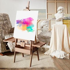 59 Inch Wood Studio Artist Easel Beech Wood Painting Art Easel Standing H-Frame