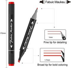 Dual Tip Permanent Fabric Markers 40 Count Non Bleed Safe for T-Shirts and More