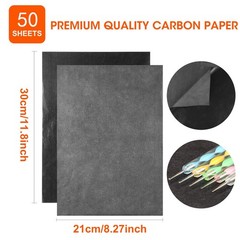 50 Sheets Carbon Transfer Paper – Black Graphite, 8.3 x 11.8 Inch,