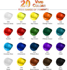 Professional Acrylic Paint Sets-20 Colors(75Ml/2.54Oz)-Heavy Body Acrylic Paint