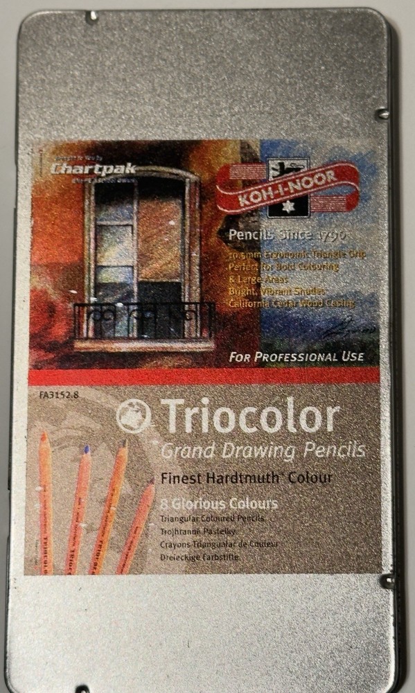 Chartpak Triocolor Drawing Colored Pencils KOH-I-NOOR Set Of 12 Hardtmuth