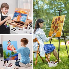 187Pcs Professional All-in-One Art Painting Kit with Aluminum & Beech Wood Ea…