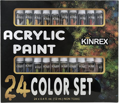Acrylic Paint Set – 24 Color Art Set – 12 Ml Each – Non Toxic and Vibrant Colors