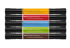 Faber-Castell Basic Tones Pitt Artist Pen Dual Markers, 5ct