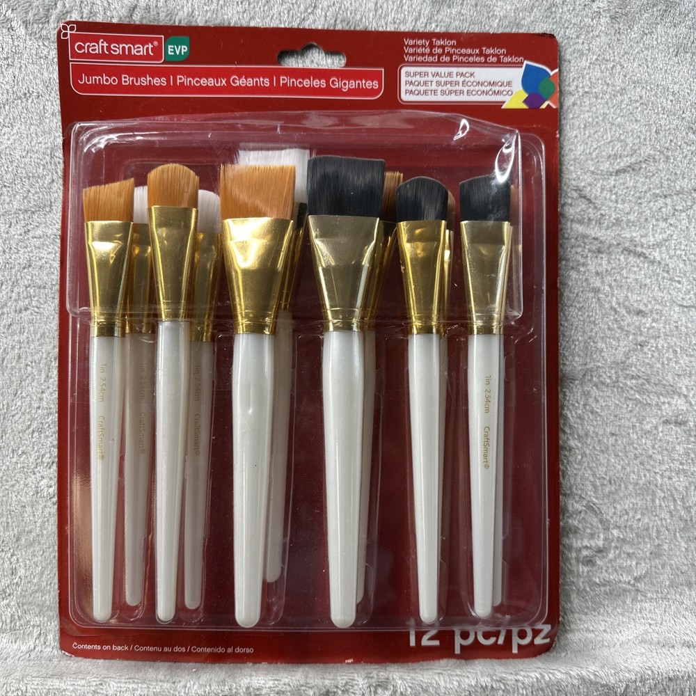 Craft Smart Set Of 12 Paint Brushes Jumbo Size – New