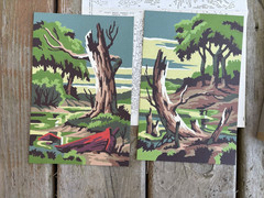 VINTAGE 1958 CRAFTINT BIG 3 SET PAINT- BY-NUMBER SET-Finished & Partial Prints