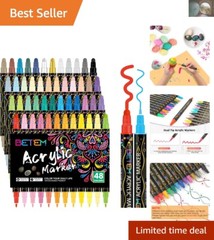 48 Colors Dual Tip Paint Pens – Ideal for Kids’ Crafts, Painting & Illustrations
