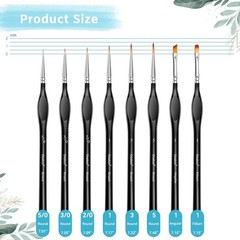 8-Piece Miniature Detail Paint Brushes Set – Precision Round Filbert & Angula…