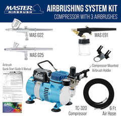 Cool Runner II Dual Fan Airbrushing System Kit – Air Brush Kit with Air Compress