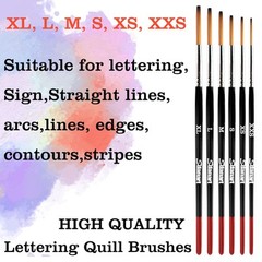 Lettering Quill Brushes, 6 pcs for Sign Painting, Pinstriping Brush Sign XL-XXS