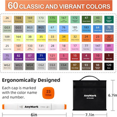 Alcohol Markers, 60 Colors Dual Tip Art Coloring Markers Set for Kids