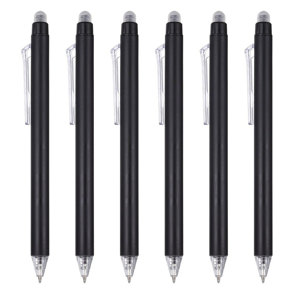 6Pcs 0.5mm Fine Point Retractable Erasable Gel Pens, Black