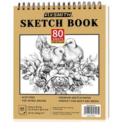 9″X12″ Sketch Book | 80 Sheets (68 lb/100gsm) Sketchbook | Top Spiral Bound