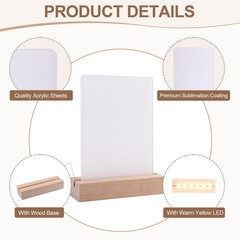 5″ x 7″- 4 pcs Acrylic 2 pcs Frame Sublimation LED Acrylic Photo Frames Night…