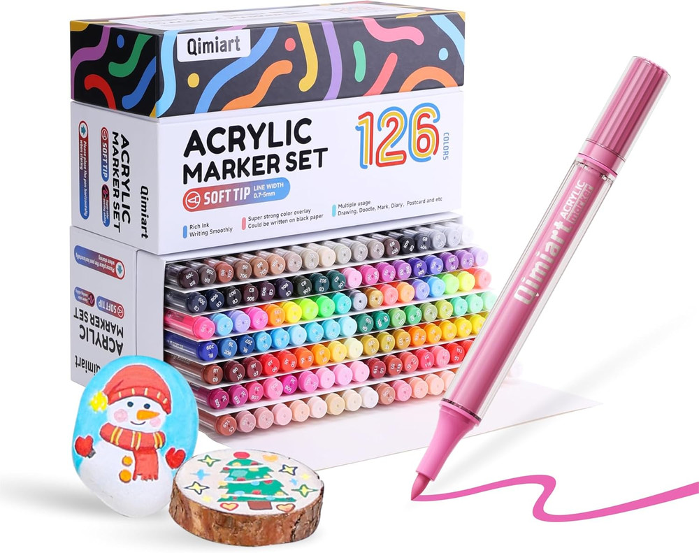 126 Colors Acrylic Paint Markers, Soft Brush Tip Paint Pens Set for Drawing, Woo