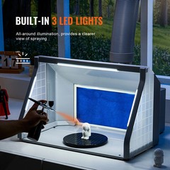 Airbrush Spray Booth Kit Dual Fans LED Lights Exhaust Hose Portable Paint
