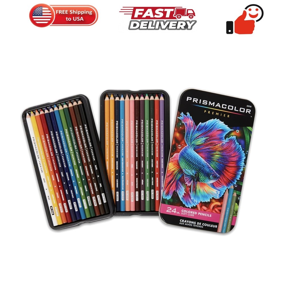 Premier Colored Pencils, Soft Core, Assorted Colors, 24 Count – Durable, Vibr…