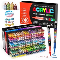 DICEKOO 240 Colors Acrylic Paint Markers, Soft Brush Tip Pens with Automatic …