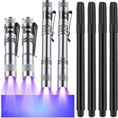 8 Pcs Black Light Markers Set 4 Invisible Ink Pen 4 Mini UV Flashlights