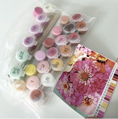 Pink Picasso Paint by Number Kit 16 x 20 Zealous Zinnias Pink Orange Flower New