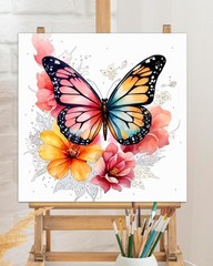 Framed Paint by Numbers Kit for Adults,Butterfly Paint by Number Framed, Adult P