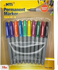10 Pack Permanent Marker Pens Tip Sharp Bullet Point Multi Assorted Colour Pen