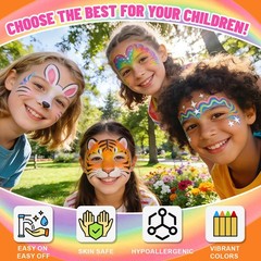 Face Paint Crayons for Kids – 18pcs Non-Toxic, Washable 18 Vibrants Colors