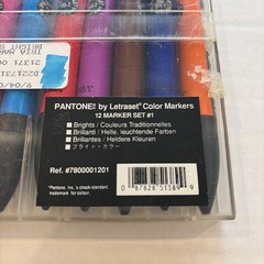 Vintage Pantone by Letraset Tria Markers 12 Set #1 Brights Dual Tip Studio Case