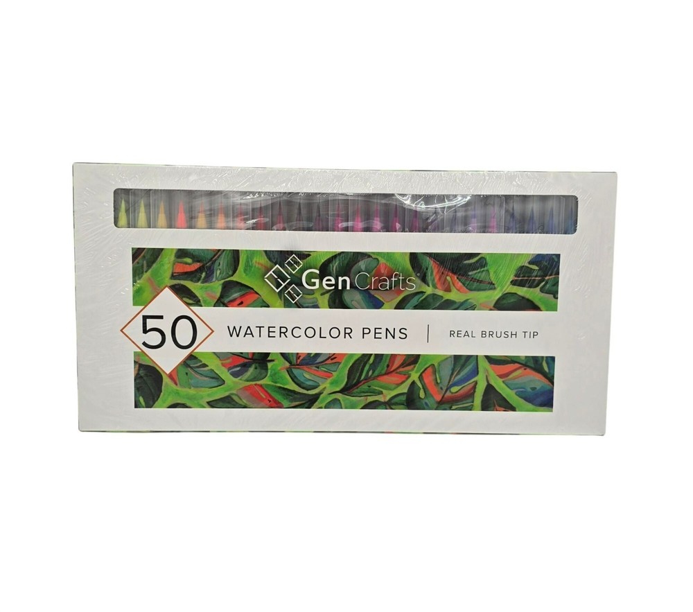 GenCrafts Watercolor Brush Pens Set of 50 with Real Brush Tips