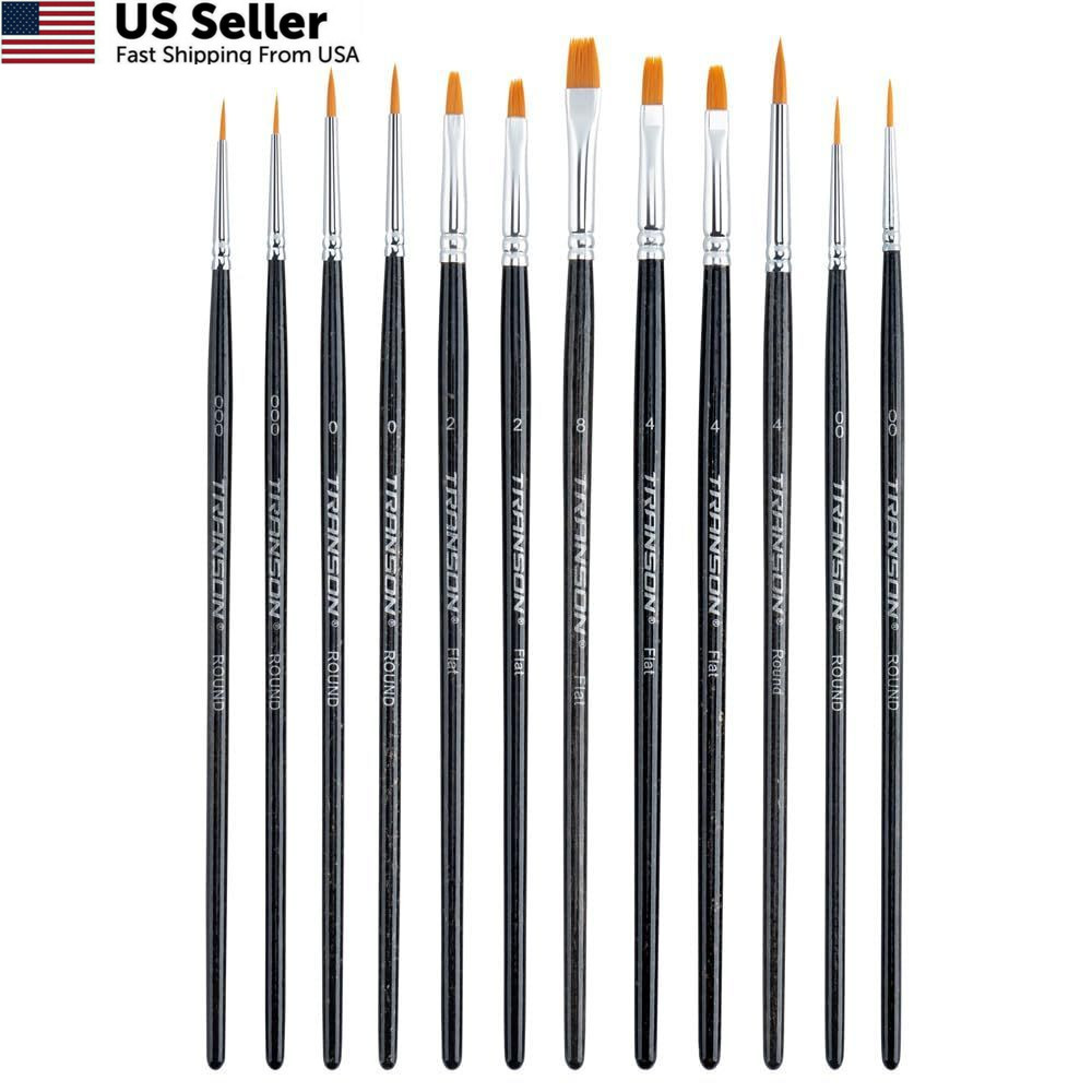 Transon 12pcs Small Detail Painting Brushes for Miniature Model 12 PCS, Brown