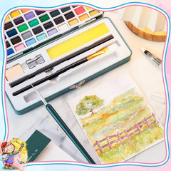 Prudiut 50 Colors Watercolor Paint Set, With Watercolor Paper, Palette, Brushes,