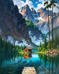 Mountain Paint By Numbers Kit For Adults 16×20 Inch DIY Wall Art Decoration