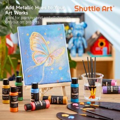 30 Colors Metallic Acrylic Paint Set – 60ml Artist Grade, Non-Toxic, Vivid Pigme