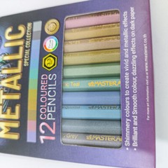 METALLIC 12 Colored Pencils Special Collection Shimmery Color for Kid and Adult