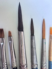 Used Lot 21 Water/Oil/Craft Paint Brushes, Grumbacher, Winsor, Delta, Langnickel
