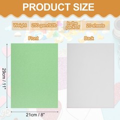 20 Sheet A4 Glitter Emerald Green Card Stock, 8″x11″ Paper for DIY Crafts
