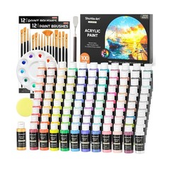 Shuttle Art 100 Colors Acrylic Paint, 2oz/60ml Bottles, Include 2 S… Fast Ship